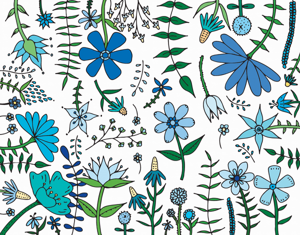 Blue Garden Flowers Stationery