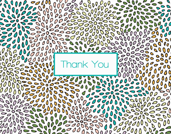 Zinnias patterned thank you card