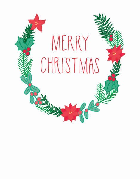 Earthy Merry Christmas Wreath Greeting Card