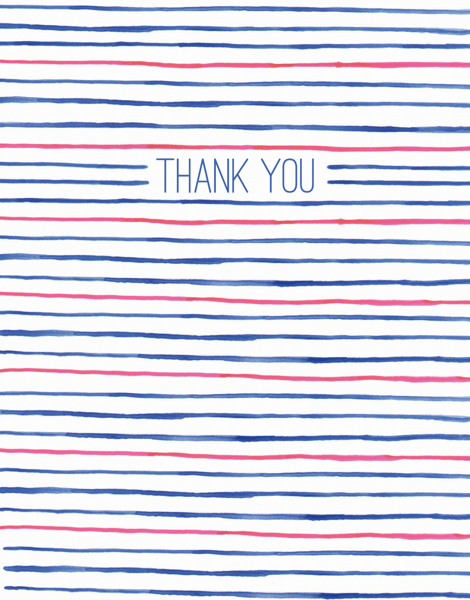 Red White and Blue Striped thank you card