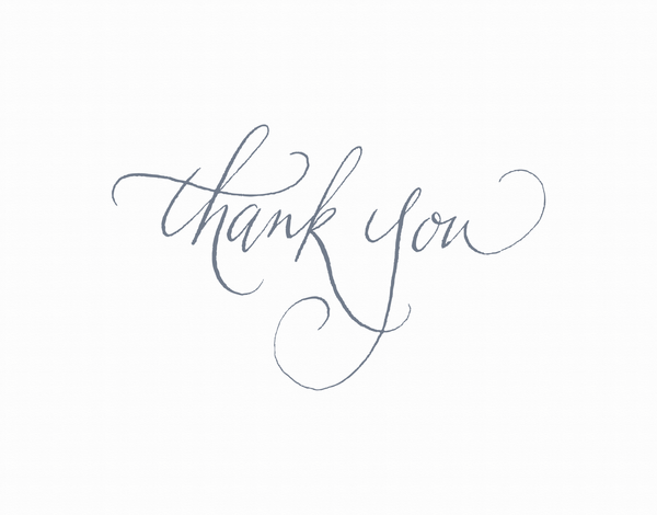 simple Navy Calligraphy Thank You Card