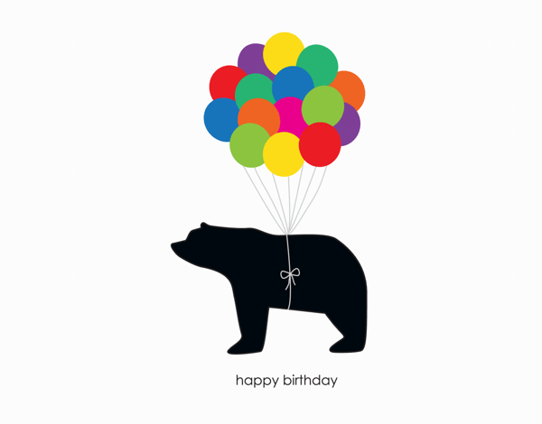 Balloons and bear graphic Birthday Greeting Card