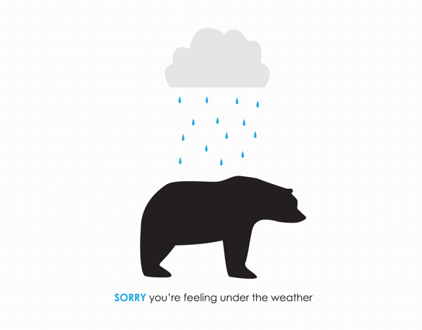 Quirky bear illustration get well card