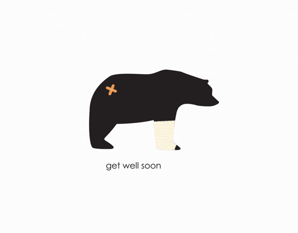 Simple Bear Graphic Get Well Soon Card