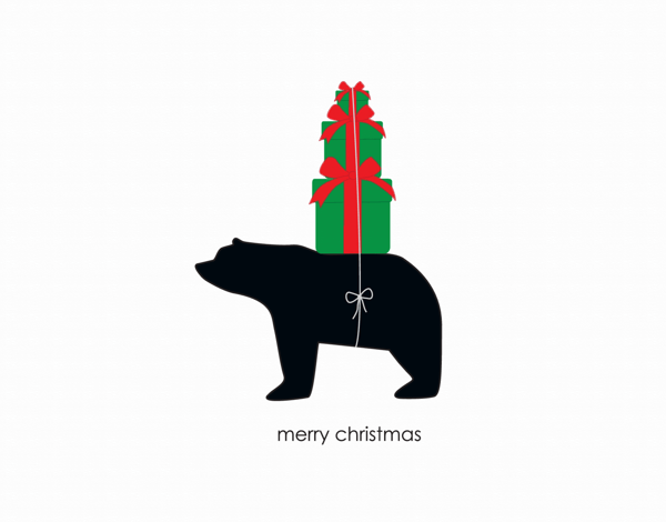 Charming Bear Graphic with Presents Christmas Card