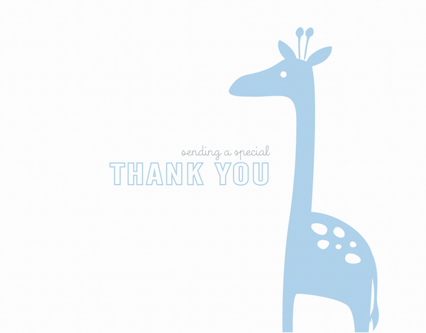 Simple Blue Giraffe Thank You Card