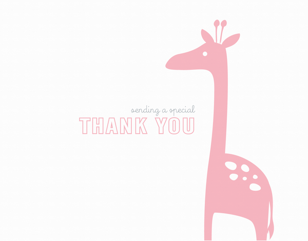 Pink Giraffe Thank  You card