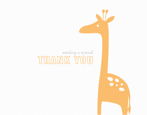 Whimsical Yellow Giraffe thank you card