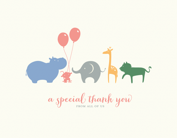 Colorful Animal Thank You card