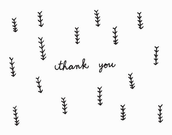 Black and White Arrow Doodle Thank You Card