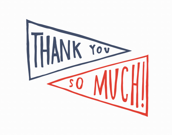 Retro Hand Lettered Pennant Thank You Card