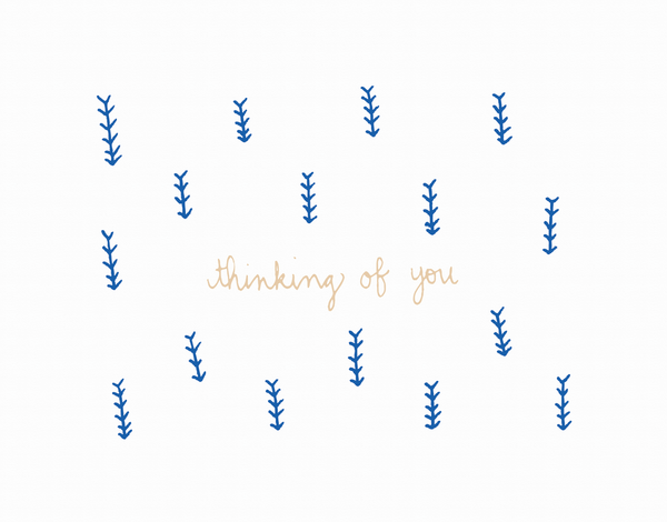 Blue Arrow Drawing Thinking of You Card
