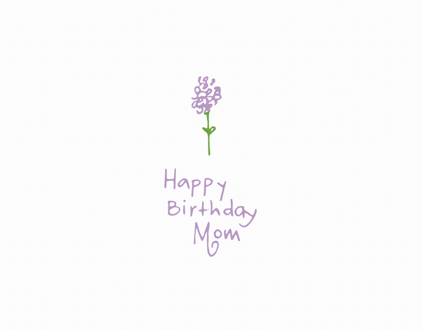 Simple Flower Doodle Happy Birthday Mom Greeting