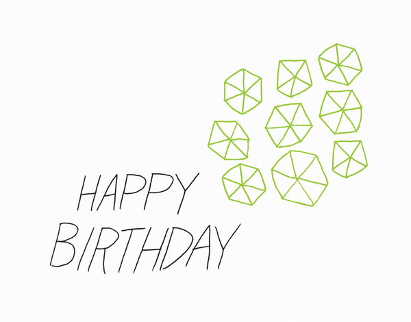 Neon Green Pinwheel Hand Lettered Birthday Card