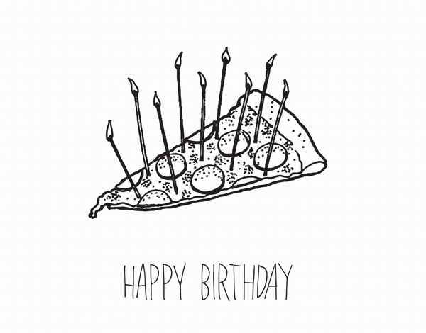 Quirky Pizza Doodle Birthday Card
