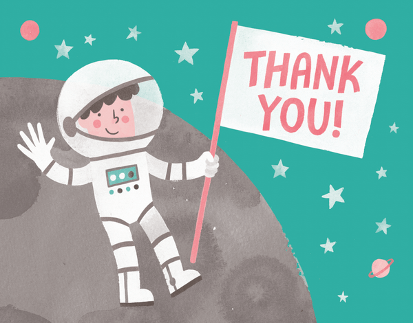 Whimsical Astronaut Thank You Card