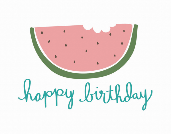 Hand Drawn Watermelon Birthday Card
