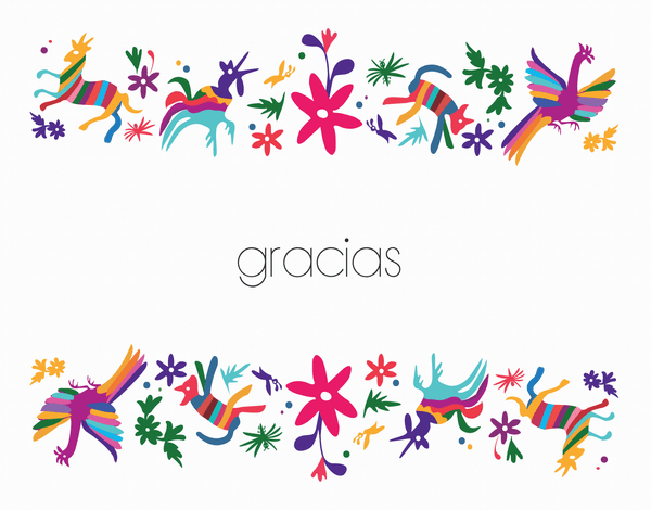 Colorful animals and flower Gracias Thank You Card