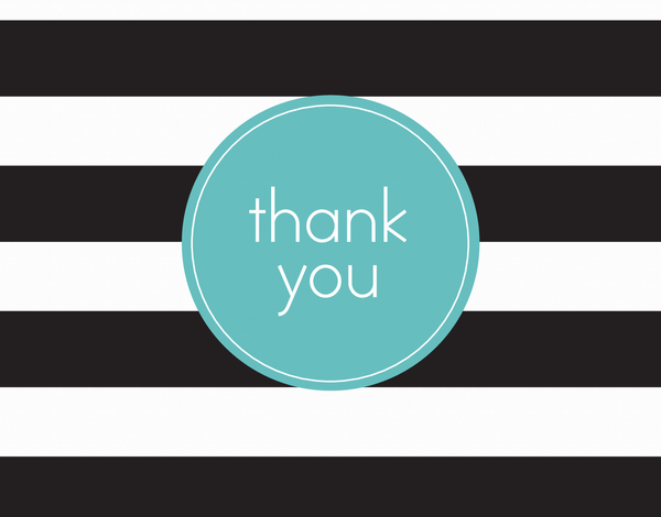 Black Rugby Stripes Thank You Card