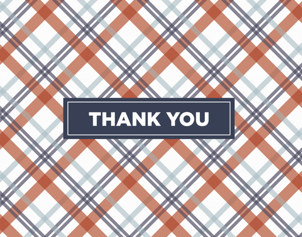 Blue and Red Plaid Bold Thank You card