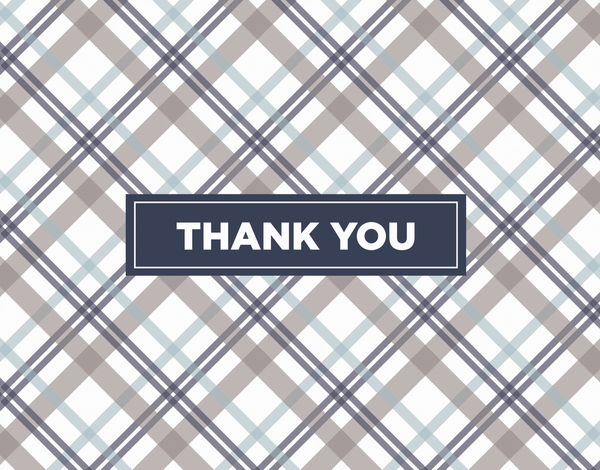 Grey Plaid Thank You Note