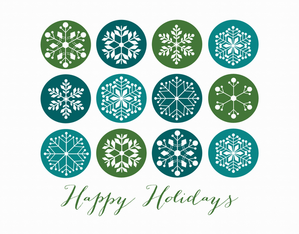 Blue and Green Snowflakes Holiday Card
