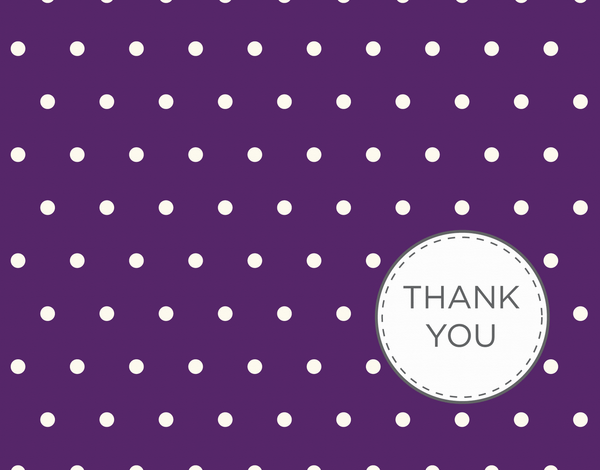 Purple polka dots Thank You card