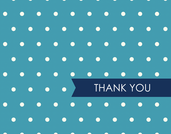 Vintage Blue Polka Dots Thank You Note