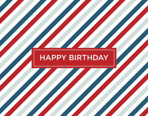 Masculine Red Stripes Birthday Greeting