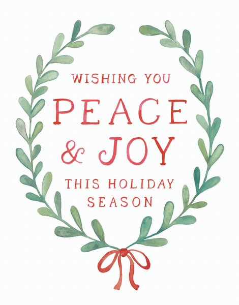 wishing you peace and joy wreath holiday greeting