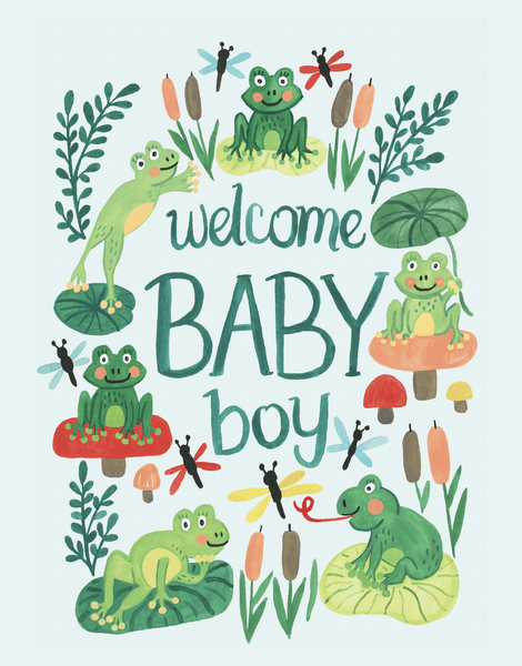 Frog Welcome Baby Boy