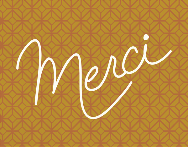 Merci on gold background thank you card