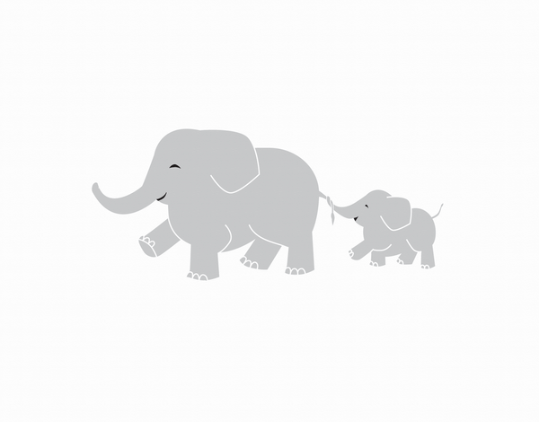 Mom and child elephant baby card