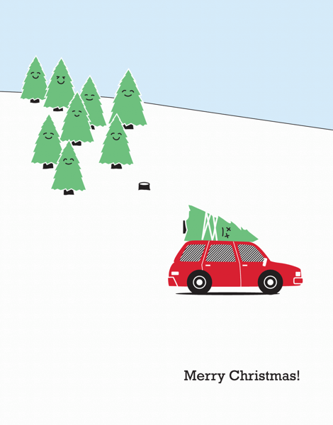 Cute tree Illustration Christmas Card