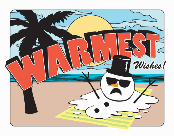 Funny melted Snowman florida Holiday Card