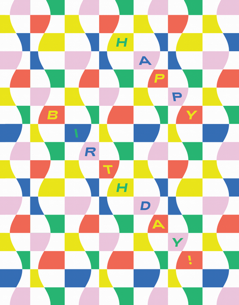 Wavy Rainbow Checker Birthday