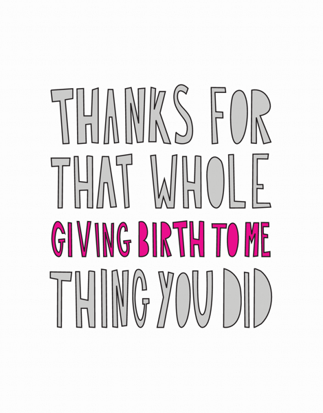 Giving Birth Thank You Card