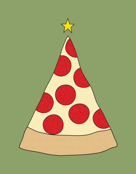 Colorful Pizza Christmas Card