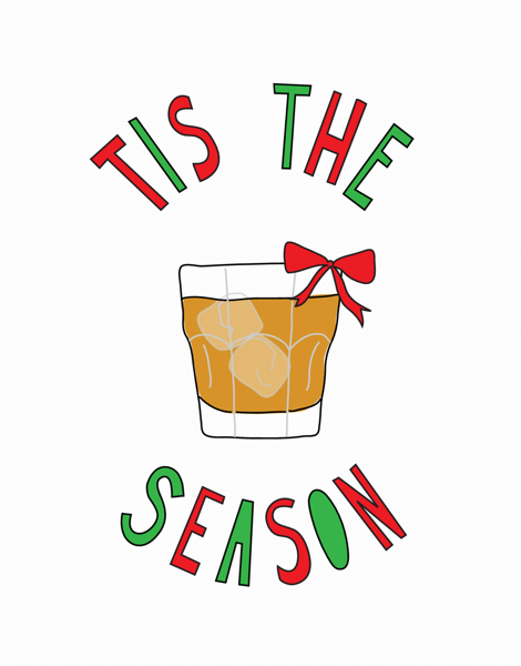 Colorful Alcohol Tis The Season Holiday Card
