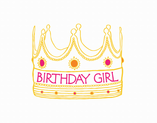 Illustrated Birthday Girl Crown Card