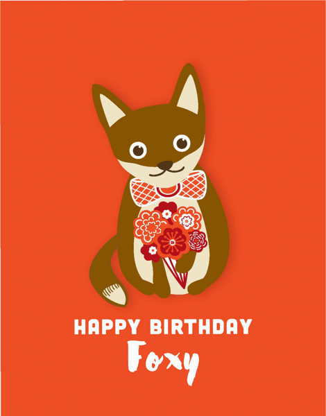 Foxy Flowers Birthday Card