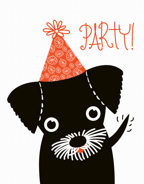 Adorable Puppy Party Birthday Card