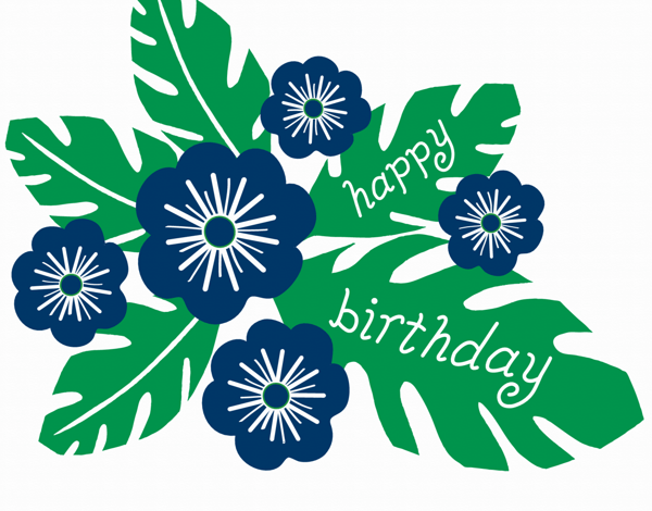Tropical Indigo Flowers Birthday Card