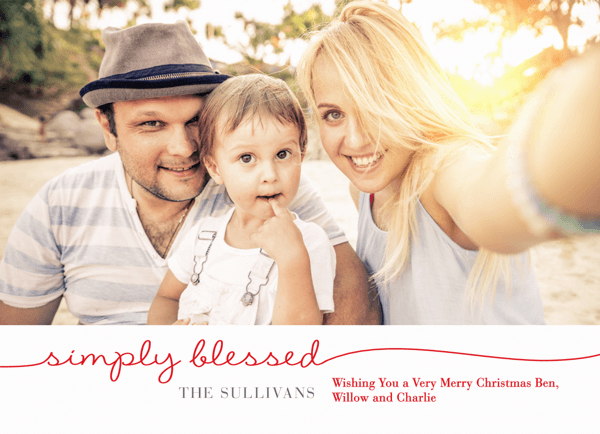 Simple Red Script Family Photo Christmas Card