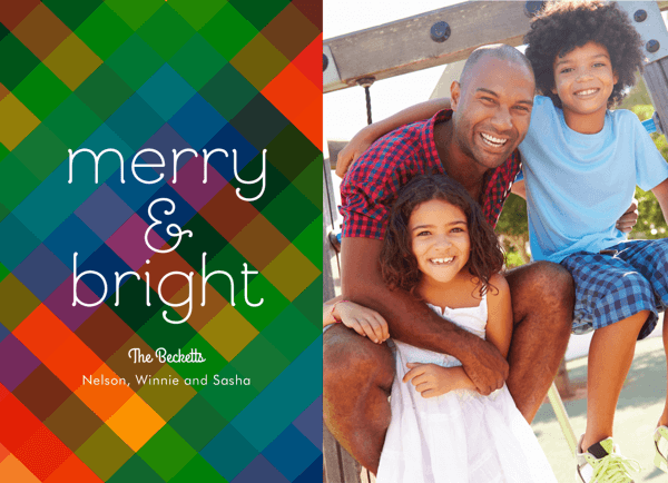 colorful merry and bright photo holiday card