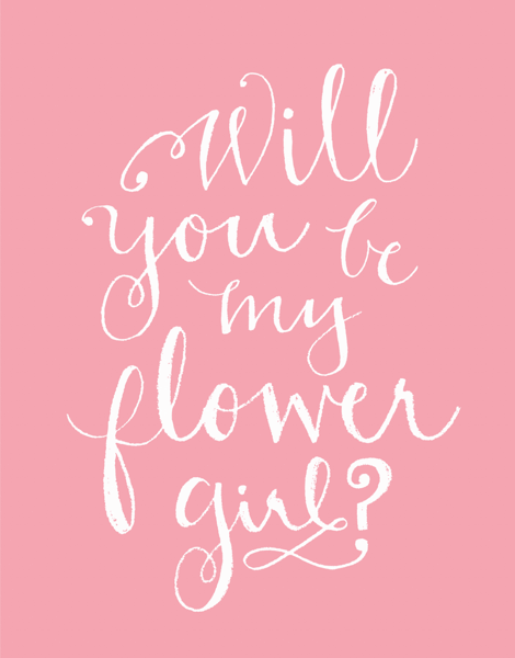 Pink Calligraphy Will You Be My Flower Girl Card
