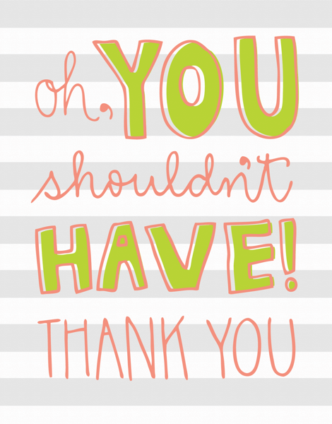 Striped Hand Lettered Thank You Card