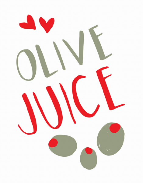 Hand Drawn Olive Juice Hello Card