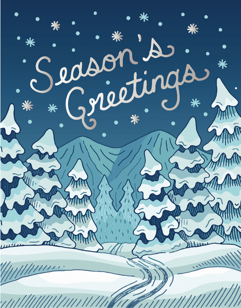 Season's Greetings Snowy Pine
