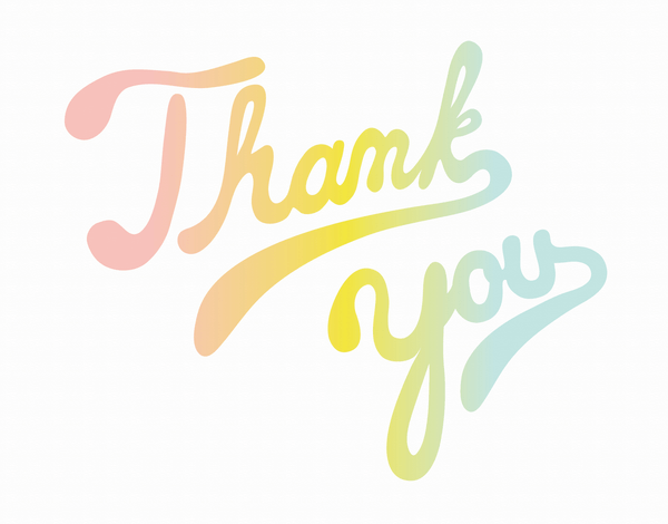 Soft Rainbow Lettered Thank You Card